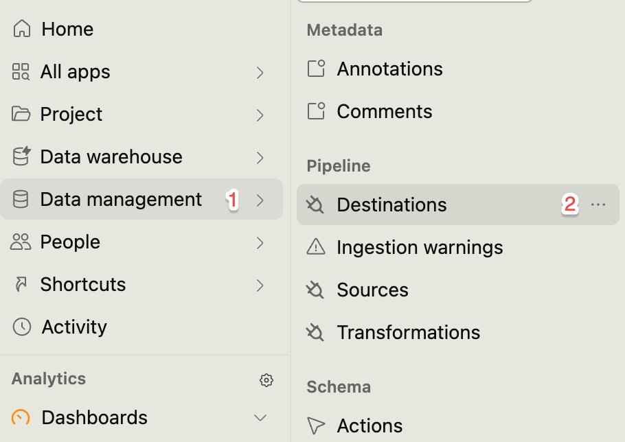 Create Webhook destination in PostHog Step 1